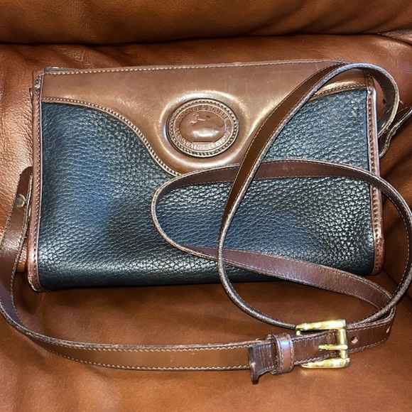 Dooney & Bourke Handbags - EUC Dooney & Bourke black brown leather long strap small crossbody